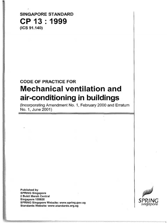 CP13 1999 Mechanical Ventilation And Air Conditioning In Buildings Singapore